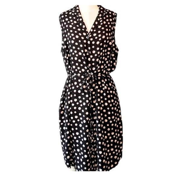 Apt. 9 Dresses & Skirts - Apt. 9 Black & White Button Down Sleeveless Belted Dress Polka Dots Size 8
